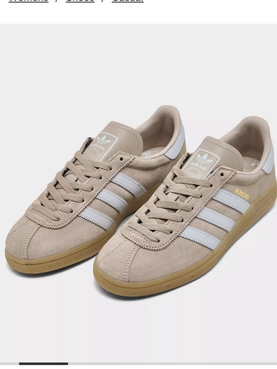adidas Shoes - adidas Beige Suede Munchen Sneakers White Stripes
